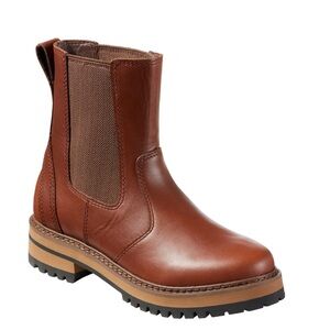 L.L. Bean Women's Brown Leather Chelsea Moto Boot